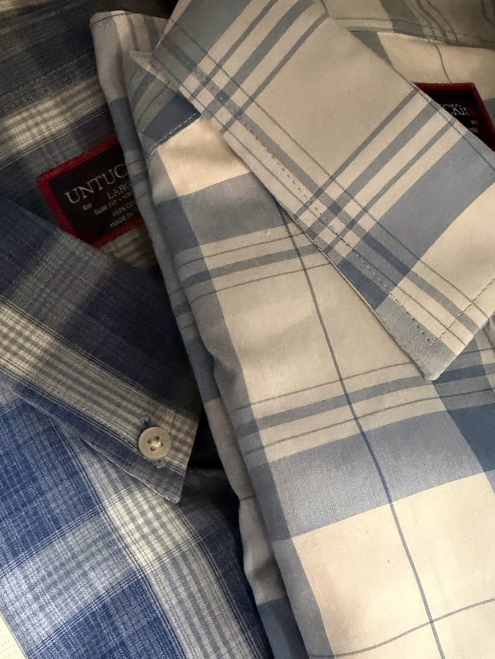 UNTUCKit Valder & Maculan Wrinkle-Free Plaid Button Down Shirt - Size L Slim Fit